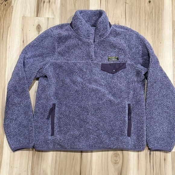 LL Bean Purple Hi-Pile Fleece Quarter Zip Jacket Sweatshirt Women’s Small P - Picture 1 of 3